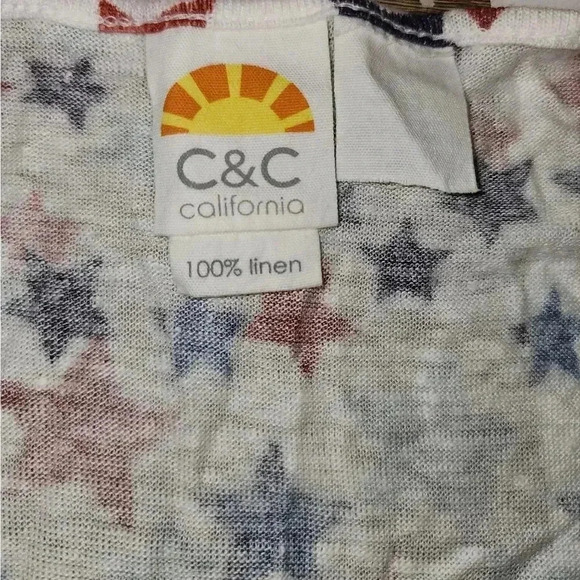 C&C California Linen Red White & Blue Stars Patriotic Tank Top Plus Size 1X 2X - Picture 7 of 7